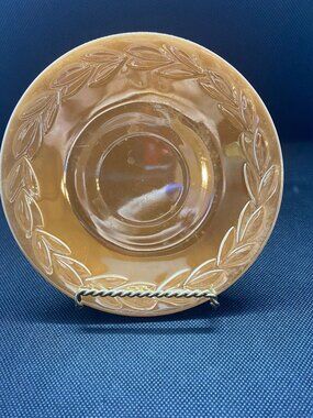Fireking Carnival Glass Peach Lustre Laurel Leaf Saucer